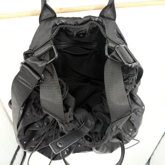 Vintage Y2K Bebe Sport Black Satin Logo Print Bungee Backpack main image 9